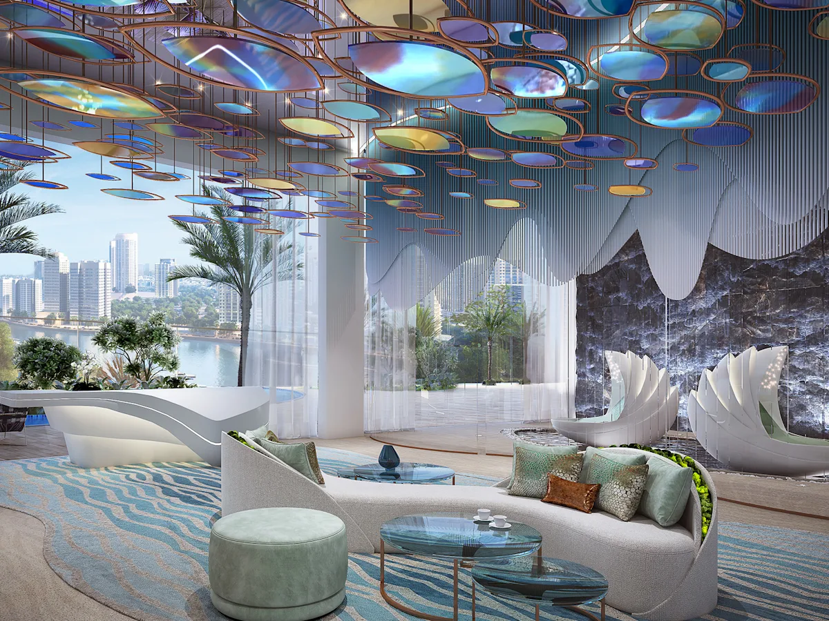 Dubai Canal kıyısındaki Blue Pearl Tower kulesi