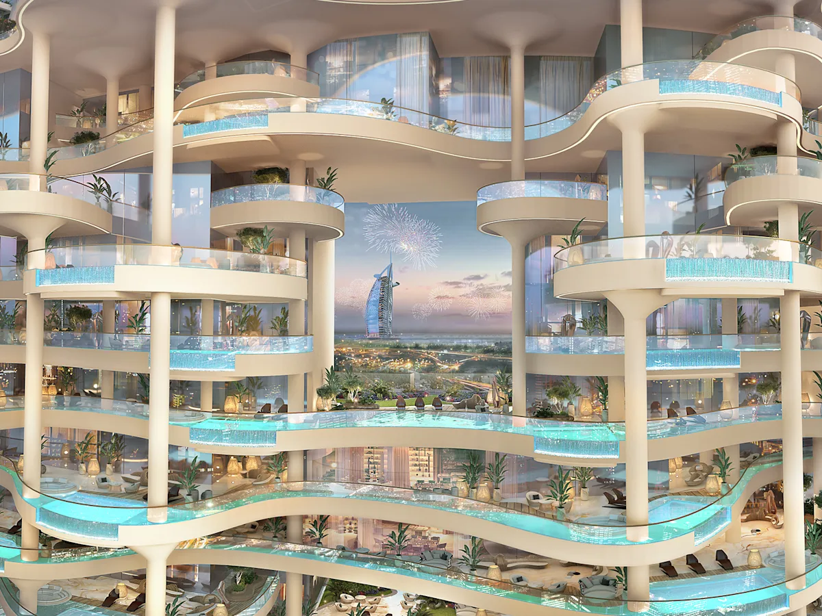Dubai Canal kıyısındaki Canal Couture Tower kulesi