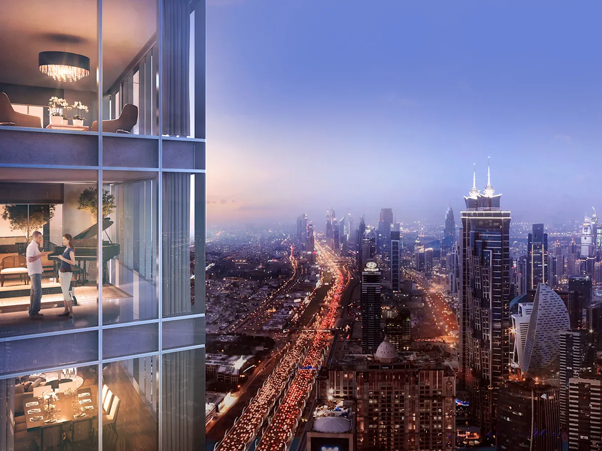 Sheikh Zayed Road üzerinde Dubai Canal manzaralı konut kulesi - Canal Gate Tower