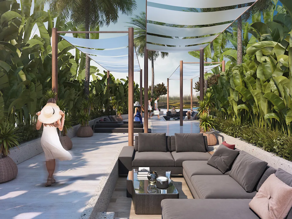 Golf View Apartments'te golf sahasına bakan havuz