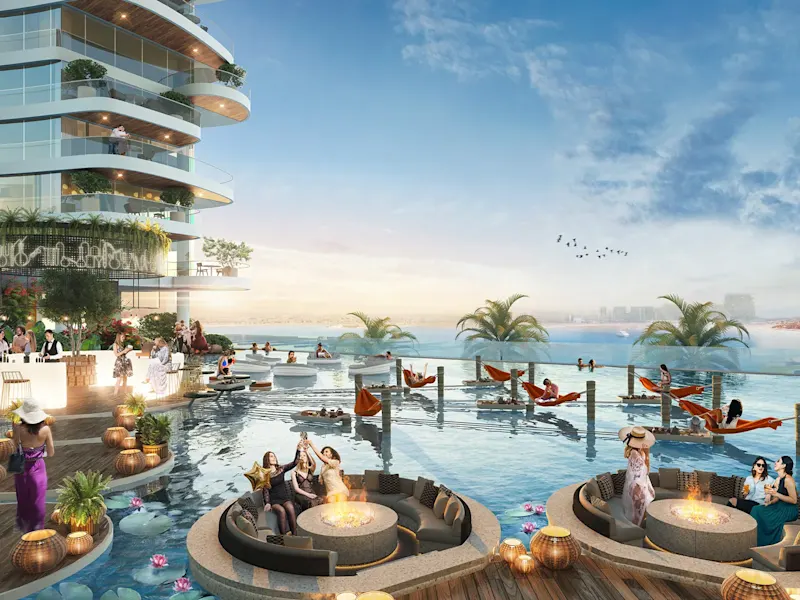 Harbour Bay Tower'nin çatısında havuz