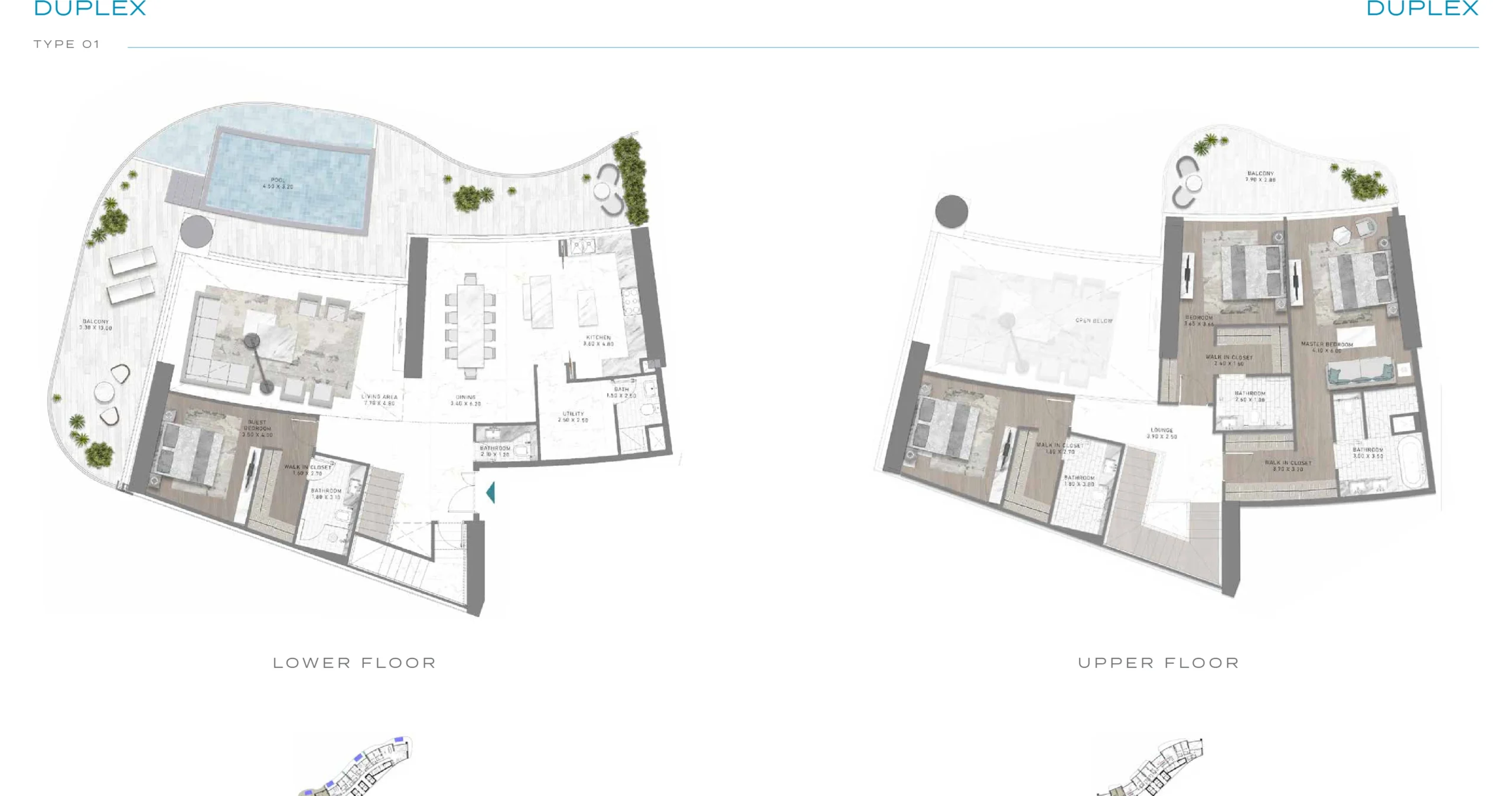 Kat planı 4 odalı penthouse