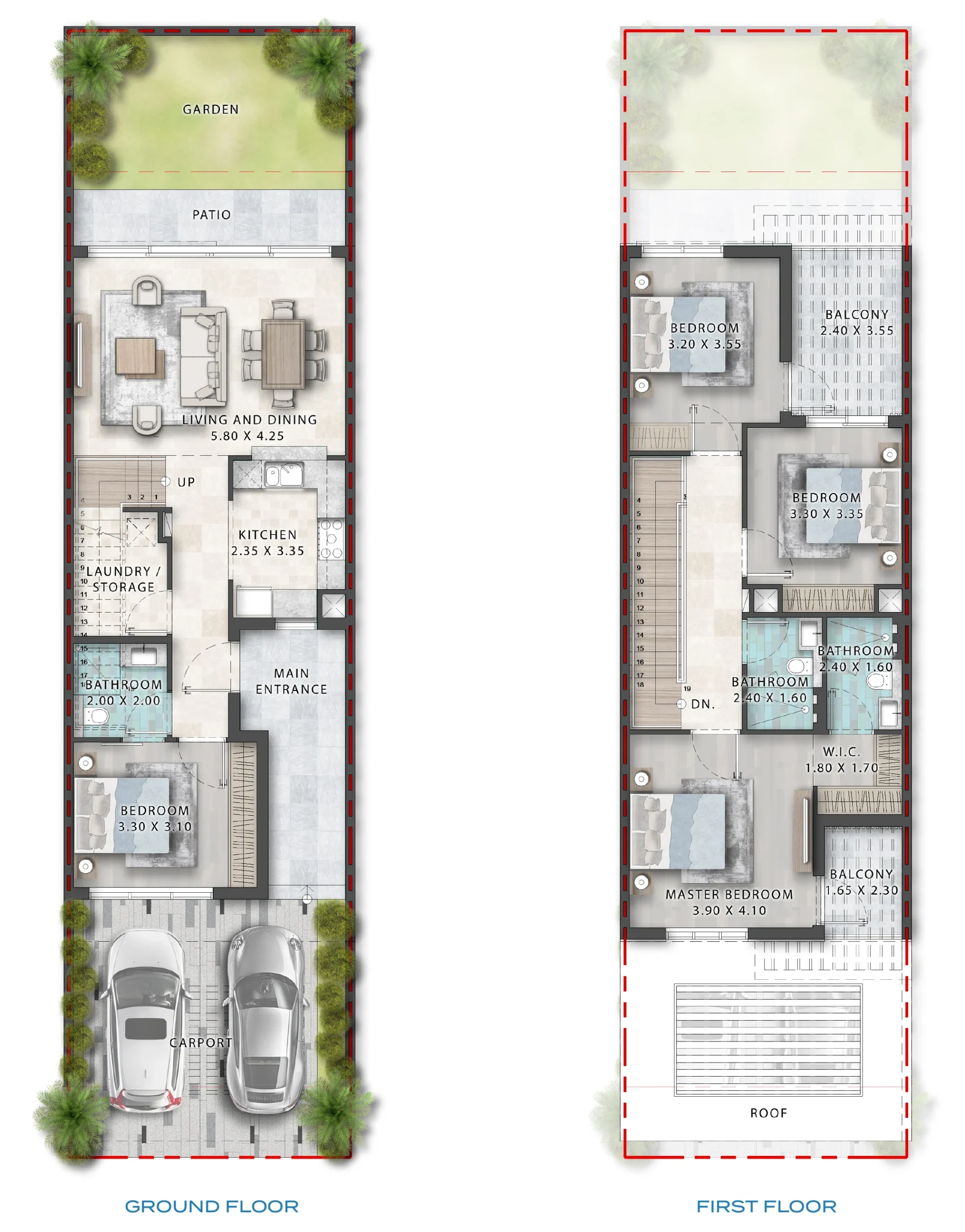 Kat planı 4 odalı villa