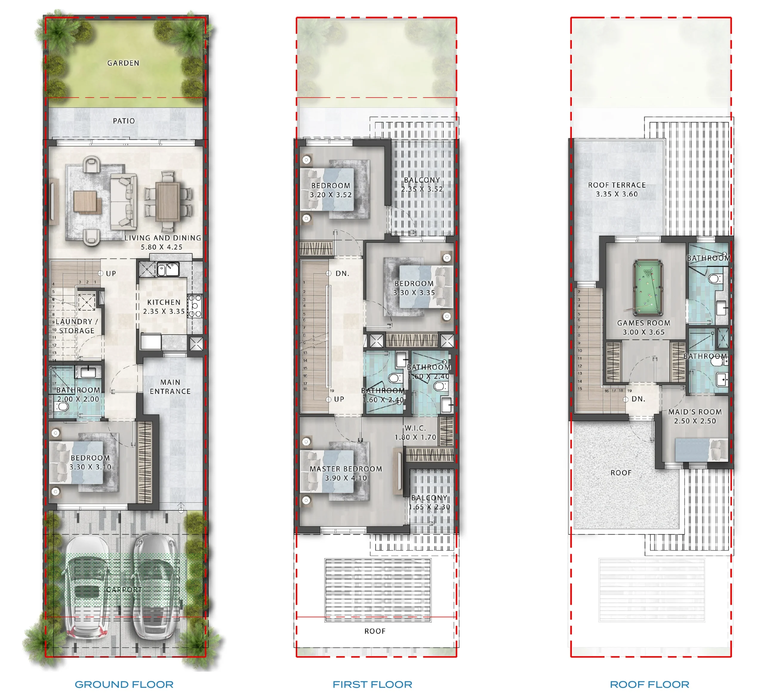 Kat planı 5 odalı villa