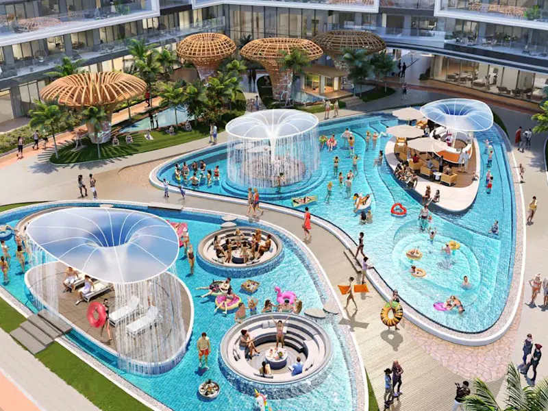Marjan Beach Apartments'da deniz manzaralı havuz
