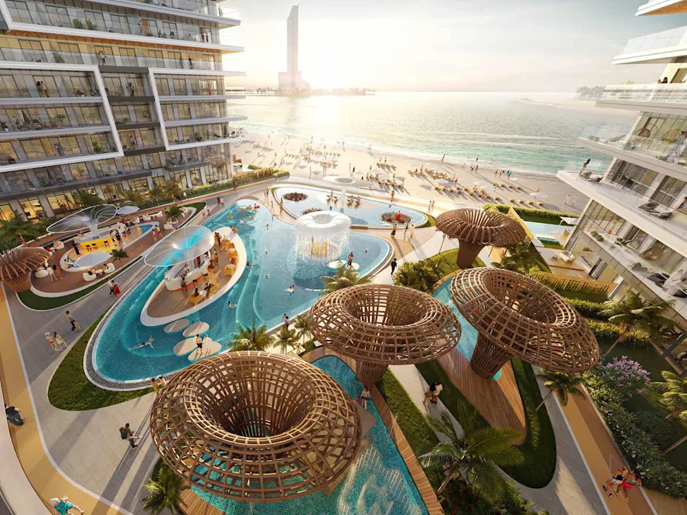 Marjan Beach Apartments'da deniz manzaralı havuz