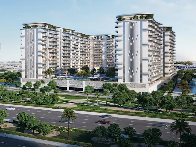 Dubailand’in lagün bölgesinde Akdeniz tarzı konut binaları - Valencia Valencia