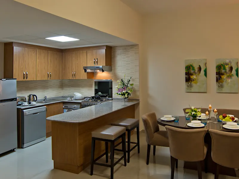 Moroccan Garden Apartments'da donanımlı mutfak