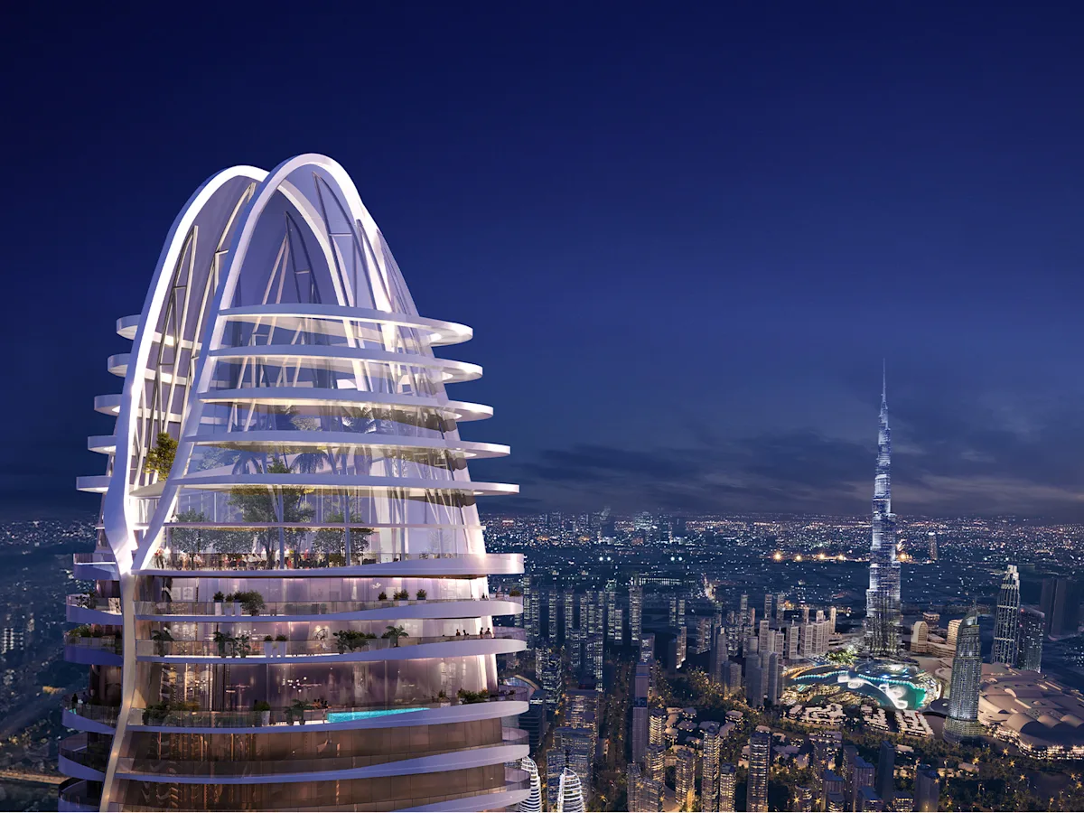 Dubai Canal kıyısındaki Opal Tower kulesi