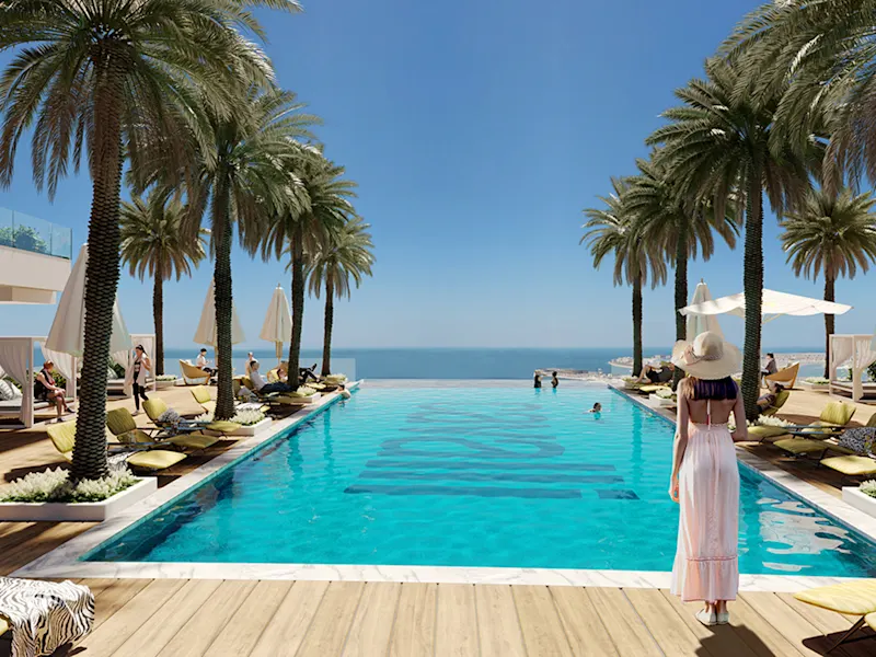 Palm View Tower'da gökyüzü havuzu