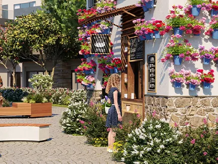 Dubailand'de villalar arasında İspanyol tarzı bir sokak - Spanish Coast Villas