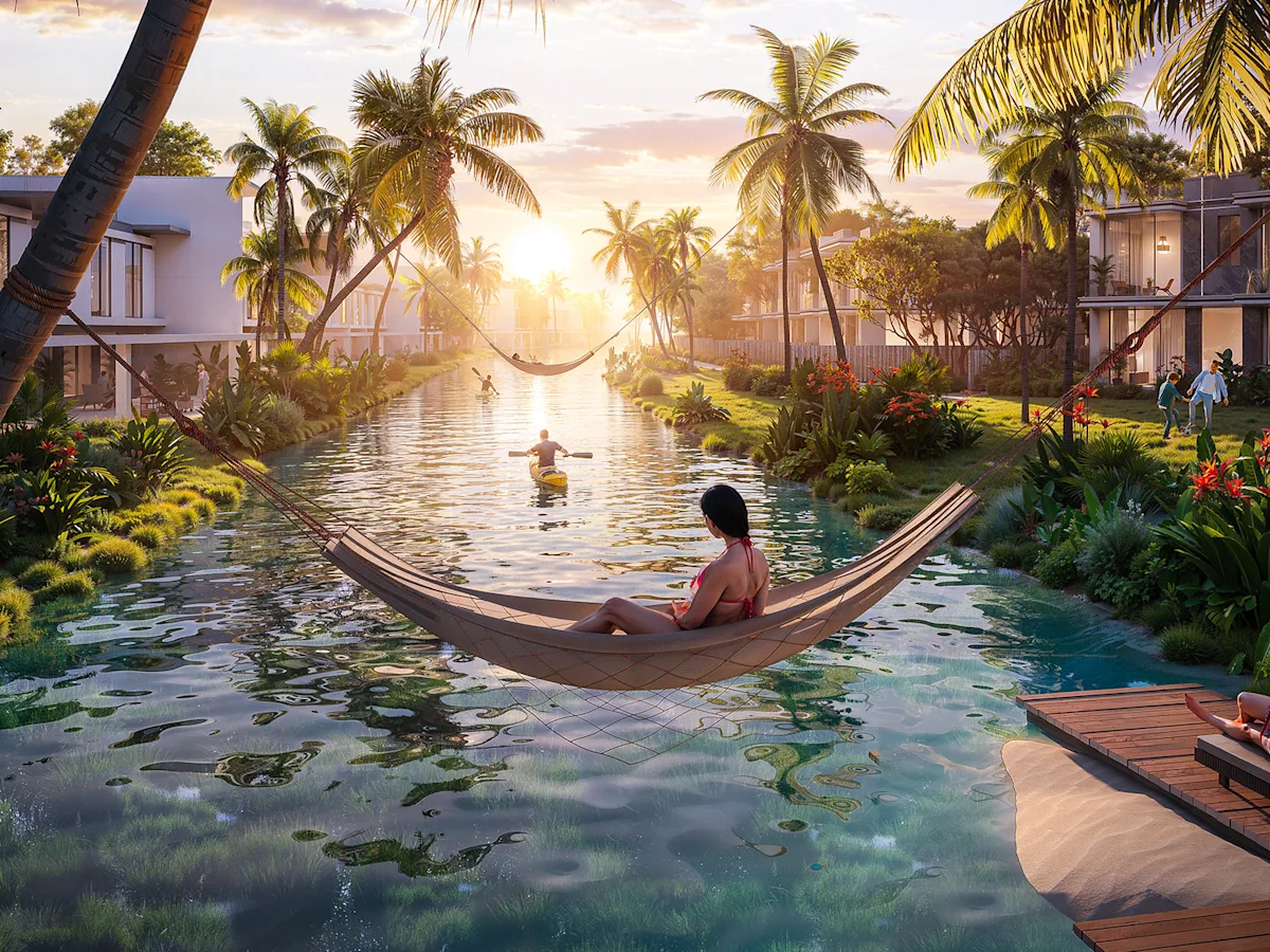 Dubailand'de lagünler arasında Islands villaları